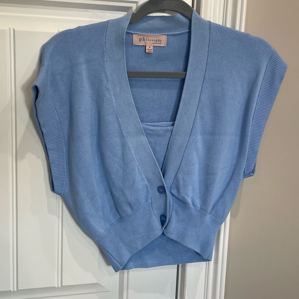 Philosophy 2 pc blue knit crop set